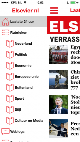 Elsevier nl iPhone schuifmenu
