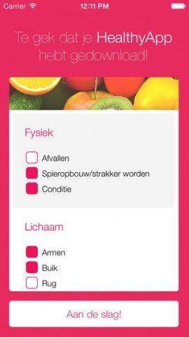 HealthyApp profiel aanmaken