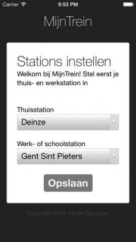 MijnTrein instellen stations