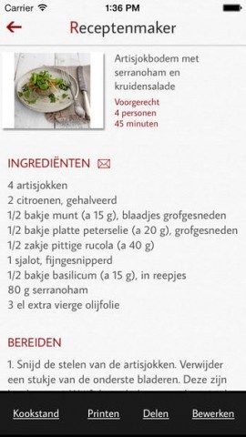 Receptenmaker iPhone ingrediënten