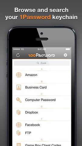 tooPassword overzicht wachtwoorden iPhone