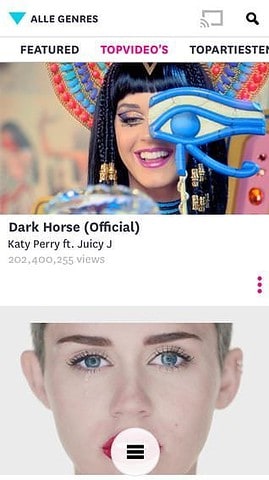 Vevo browse sectie iPhone