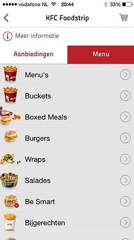 KFC bestellen iPhone menu
