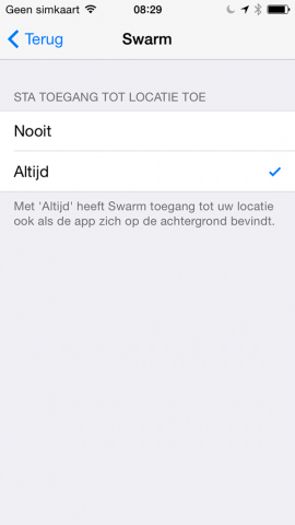 Locatievoorzieningen iOS 8 altijd