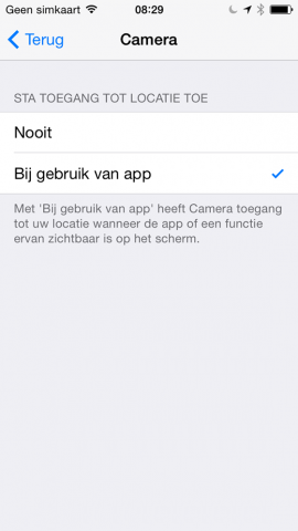 Locatievoorzieningen iOS 8 gebruik app