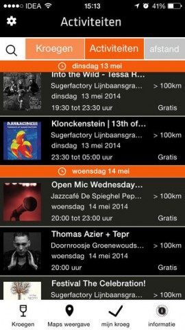 MijnKroeg iPhone uitgaansagenda