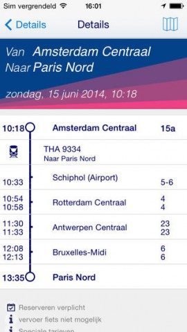 NS International reisschema