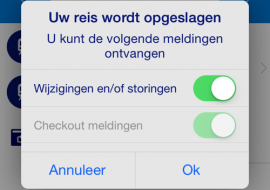 NS Reisplanner Xtra melding