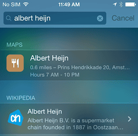iOS 8 spotlight Albert Heijn