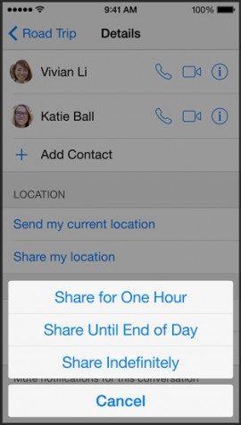 iOS 8 iMessage locatie delen