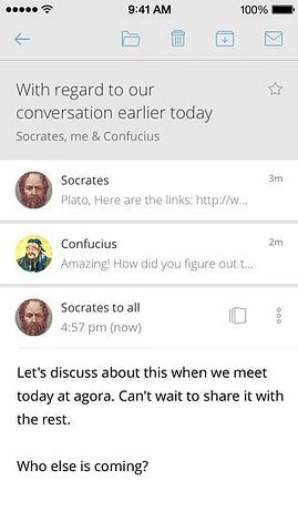 CloudMagic mail als gesprek iPhone