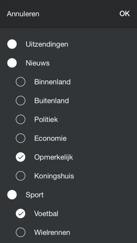 NOS rubrieken kiezen