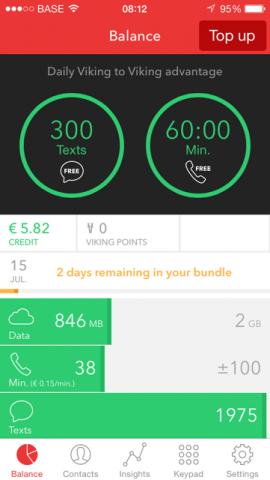 Viking App datategoed belstatus