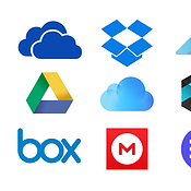 De iconen van clouddiensten.