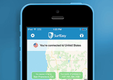 SurfEasy beveiligde VPN verbinding iPhone iPad