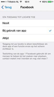 Facebook iOS 8 locatie
