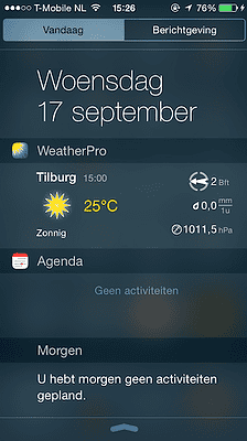 WeatherPro widget iOS 8