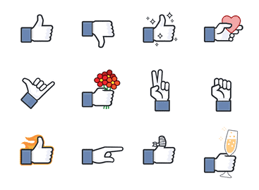 Facebook stickers gebruiken duim omlaag