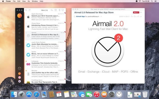 Mac OS X Yosemite apps Airmail