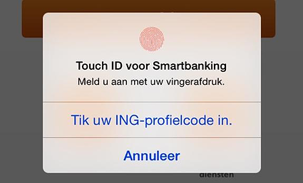 ING Smart Banking Touch ID vingerafdruk