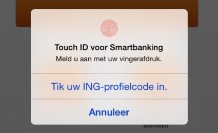 ING Smart Banking Touch ID vingerafdruk