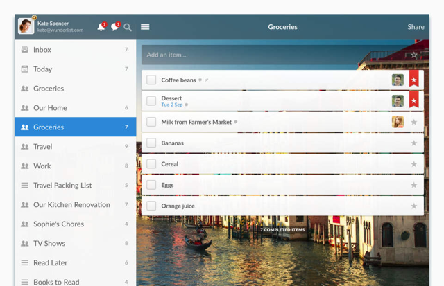 Wunderlist iPad screenshot header tips