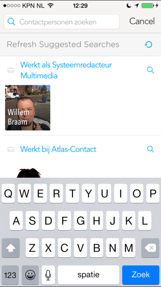 Humin Nederlands zoeken iPhone contacten