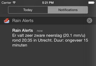 Regenmelding notificatie