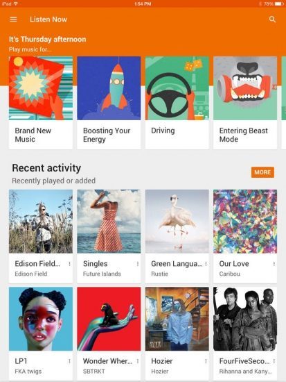 Google Play Music iPad