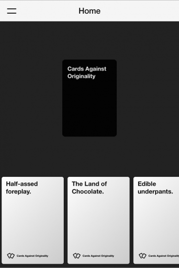 Cards Against Originality screen