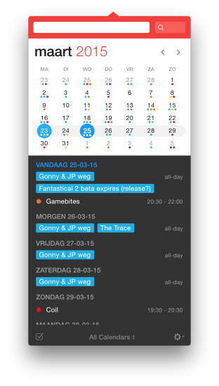 Fantastical 2 Mac menu