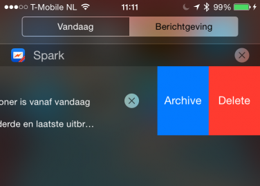 Spark interactieve notificatie