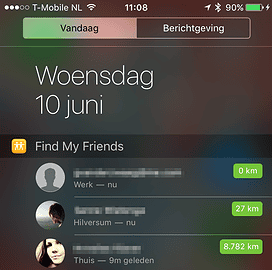 iOS 9 Zoek mijn Vrienden widget