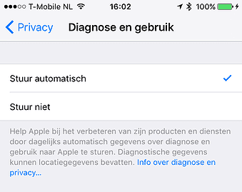 iOS 9 diagnostische informatie