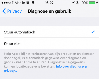 iOS 9 diagnostische informatie