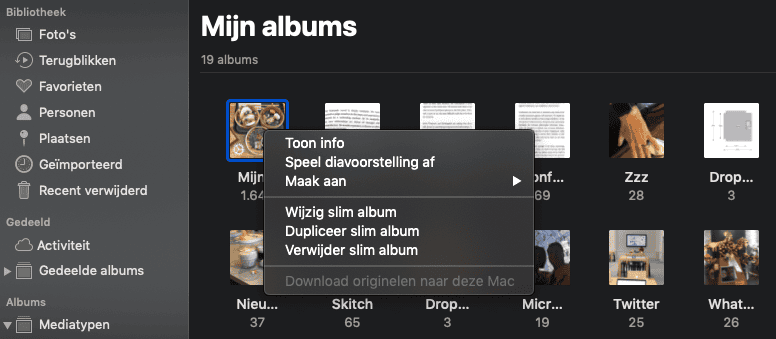 Slim album wijzigen