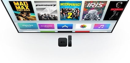 Apple TV 4 met televisiescherm.