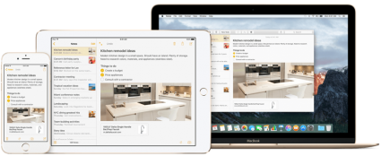 Notities op OS X El Capitan en iOS 9.