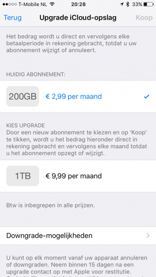 iCloud prijzen nieuw 2015