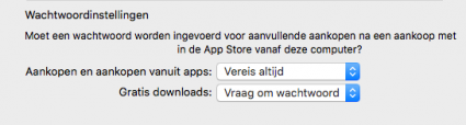 App Store-wachtwoord voorkeuren in El Capitan.