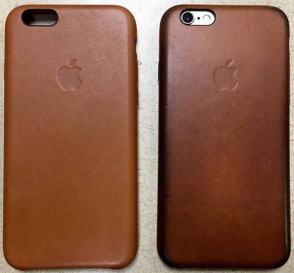 Verkleurde bruine leren hoes voor iPhone 6.