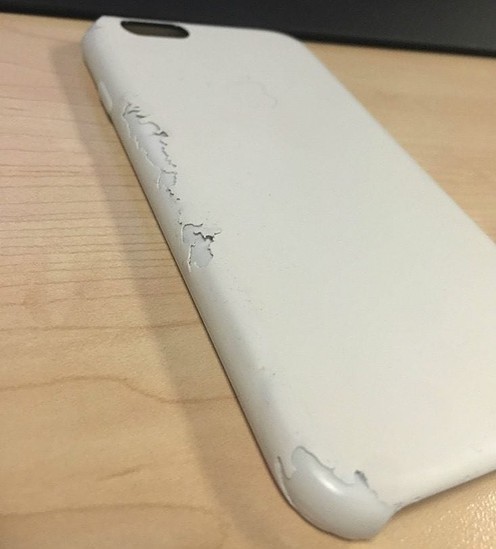 Versleten witte siliconen hoes voor iPhone 6.