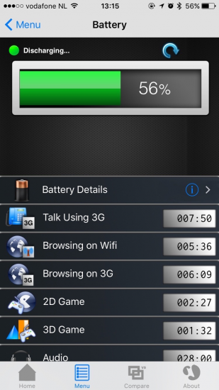 Bekijk het batterijvermogen in Lirum.