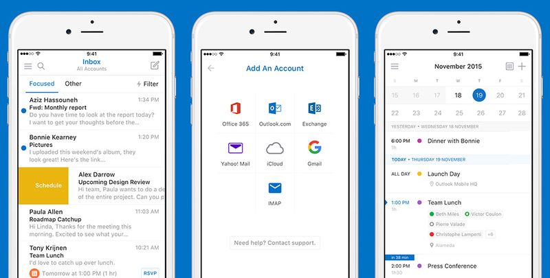 Outlook voor iOS met een verbeterd design.