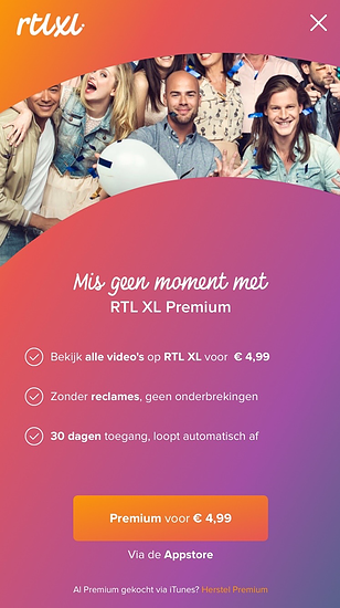 RTL XL Premium afsluiten.