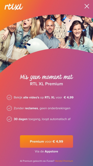 RTL XL Premium afsluiten.