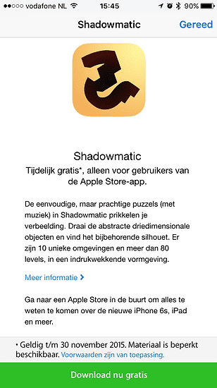 Shadowmatic downloaden vanuit de Apple Store-app.