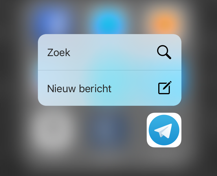 Telegram 3D Touch op iPhone 6s.