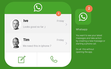 Concept van WhatsApp met nieuwe Quick Actions.
