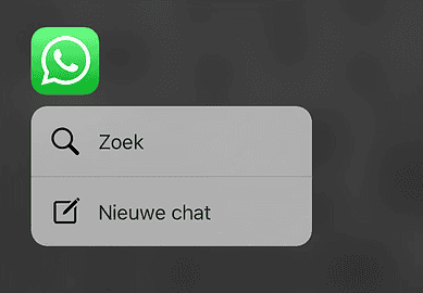 WhatsApp Quick Action met 3D Touch.